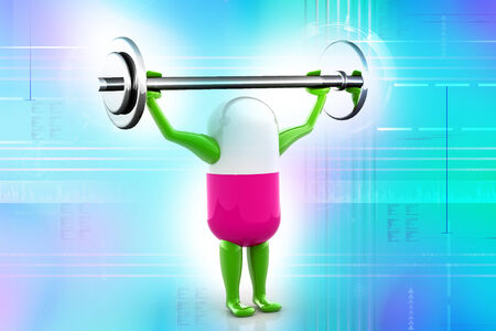 Healthy pill lifting dumb bellの写真素材