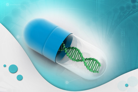 3d illustration of Dna inside the capsuleの写真素材