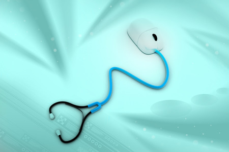 Conceptual stethoscope with a computer mouse の写真素材