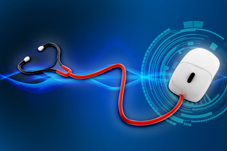 Conceptual stethoscope with a computer mouse の写真素材