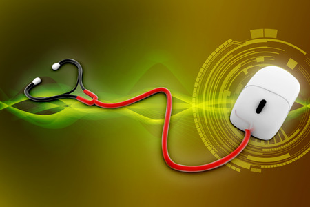 Conceptual stethoscope with a computer mouse の写真素材