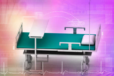 3d multi use hospital bed in abstract background の写真素材