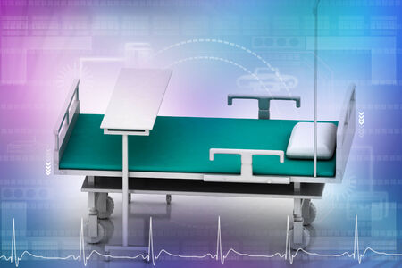 3d multi use hospital bed in abstract white background の写真素材