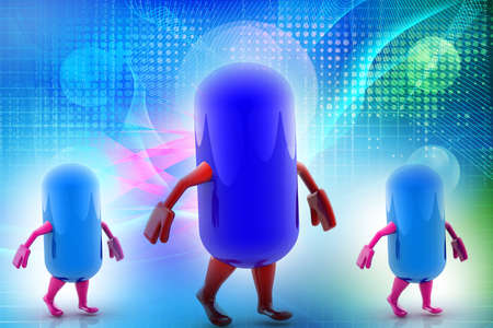 Three Healthy pill in white backgroundの写真素材
