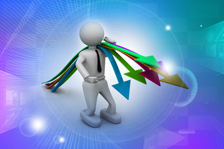 Business man and arrows  business conceptの写真素材