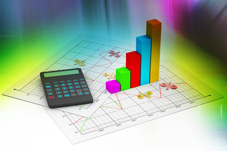 Business chart with calculatorの写真素材