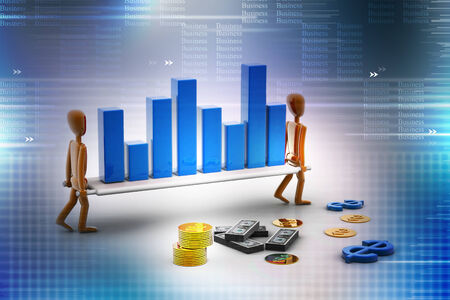 2 person carrying Business Graph  Teamwork Business concept	の写真素材