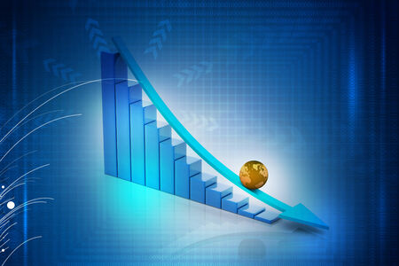Graph showing decrease in profitsの写真素材