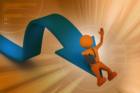 Business man on the arrow (Success or fall concept)の写真素材