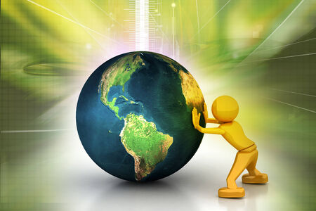 Man pull the worldの写真素材