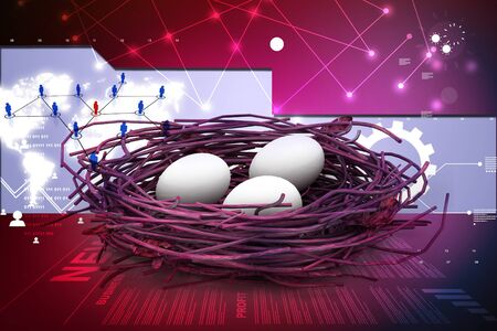 Eggs being protected in a nest.の写真素材