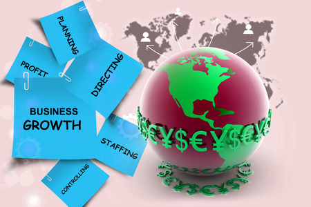 3d illustration of World and currencyの写真素材