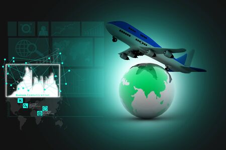 3d Air line over globeの写真素材