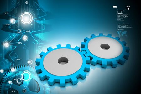 High quality 3d render gear in digital backgroundの写真素材