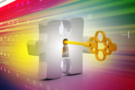 Puzzle with keyの写真素材