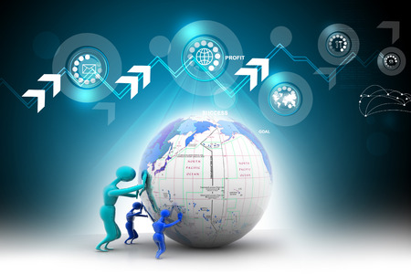 The strong persons push earth. Teamwork Business conceptの写真素材