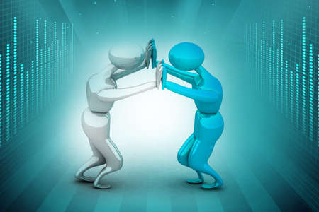 Strong defence. two person having on the fightの写真素材