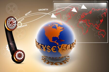 3d illustration of World and currencyの写真素材