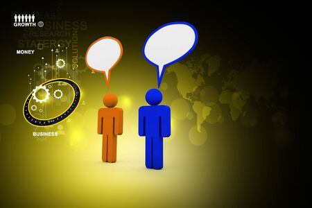 Two people talk in speech bubblesの写真素材