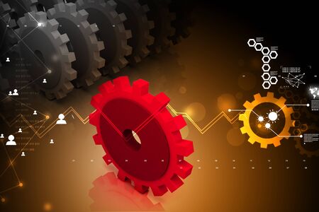 High quality 3d render gear in digital backgroundの写真素材