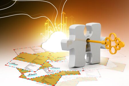 Puzzle with keyの写真素材