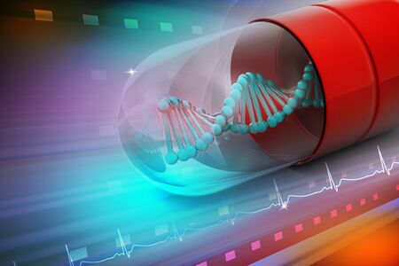 3d illustration of Dna inside the capsuleの写真素材