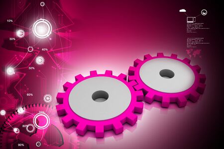 High quality 3d render gear in digital backgroundの写真素材