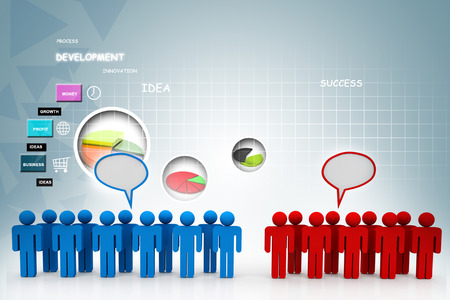 Social networking people with speech bubblesの写真素材