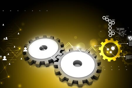 High quality 3d render gear in digital backgroundの写真素材