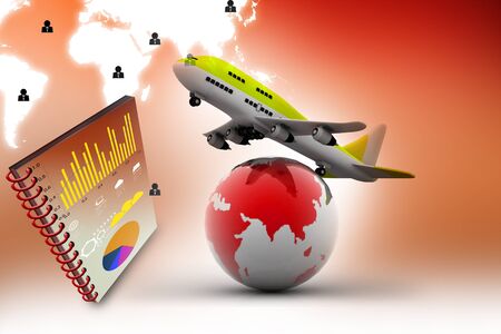 3d Air line over globeの写真素材