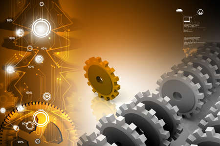 High quality 3d render gear in digital backgroundの写真素材