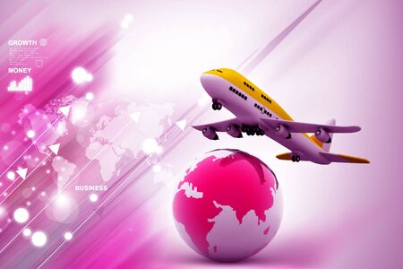 3d Air line over globeの写真素材