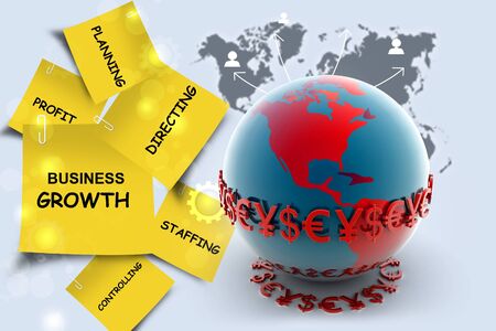 3d illustration of World and currencyの写真素材