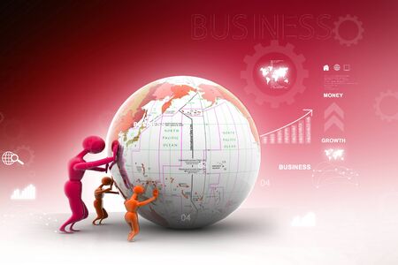 The strong persons push earth. Teamwork Business conceptの写真素材