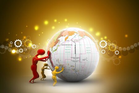 The strong persons push earth. Teamwork Business conceptの写真素材