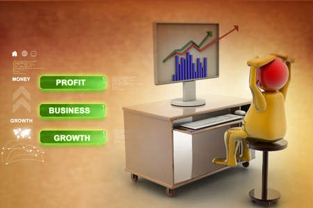 Business graph on the monitor. New business growth conceptの写真素材
