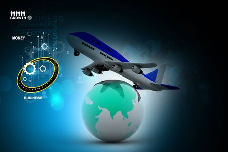 3d Air line over globeの写真素材