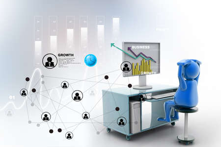 Business graph on the monitor. New business growth conceptの写真素材