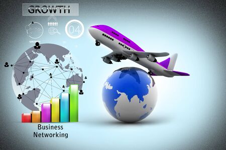 3d Air line over globeの写真素材