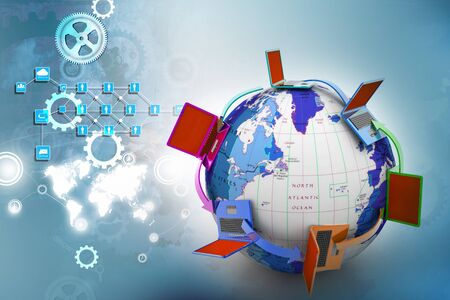 Computer network around the worldの写真素材