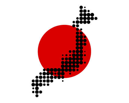 Map and flag of Japanのイラスト素材