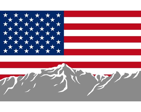 Mountains with flag of USAのイラスト素材