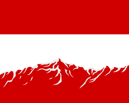 Mountains with flag of Austriaのイラスト素材