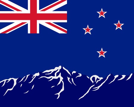 Mountains with flag of New Zealandのイラスト素材