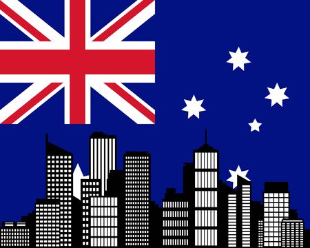 City and flag of Australiaのイラスト素材