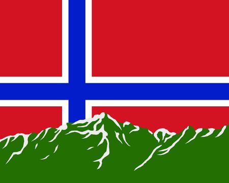 Mountains with flag of Norwayのイラスト素材