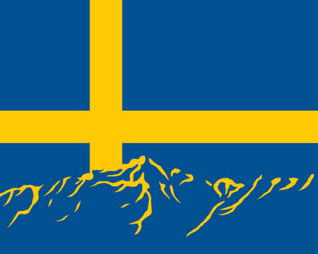 Mountains with flag of Swedenのイラスト素材