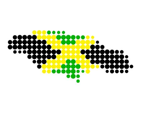 Map and flag of Jamaicaのイラスト素材