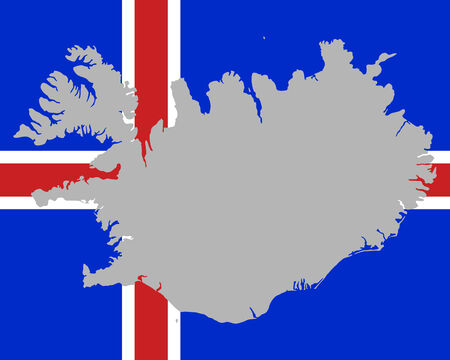 Map and flag of Icelandのイラスト素材