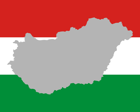 Map and flag of Hungaryのイラスト素材